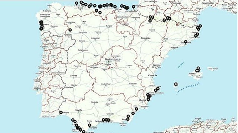 Mapa con los puntos negros para las autocaravanas