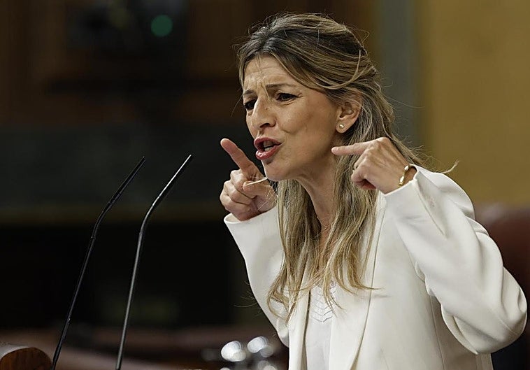 Yolanda Díaz durante su intervención en el pleno de este miércoles.
