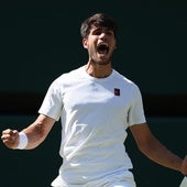 Carlos Alcaraz celebra su victoria ante Taylor Fritz.