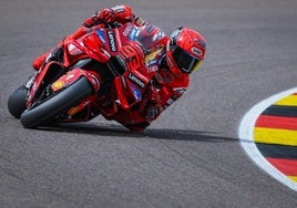 Marc Marquez durante el entrenamiento en Sachsenring.