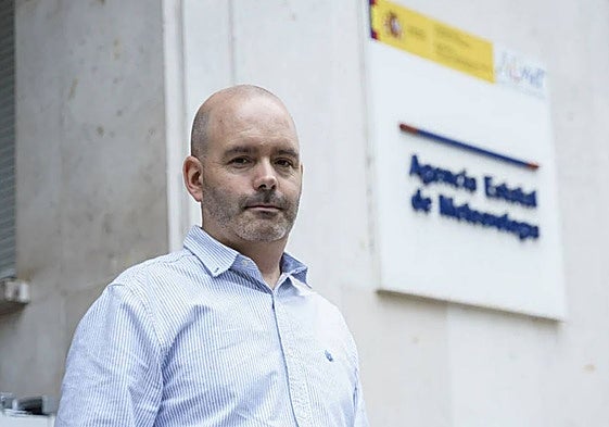 Rubén del Campo, portavoz de la Aemet, en la sede central de este organismo en Madrid.