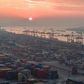 Imagen del puerto de Nankín, en China.