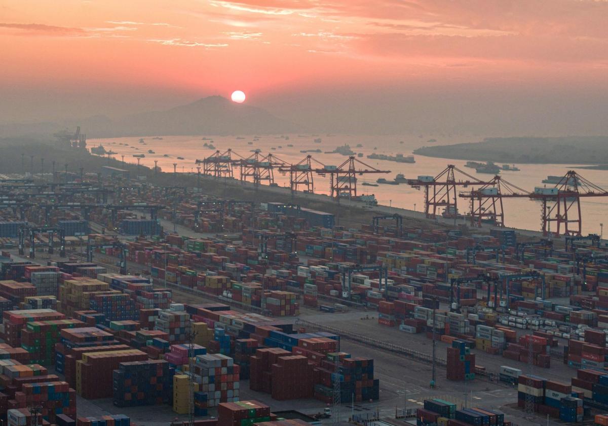 Imagen del puerto de Nankín, en China.