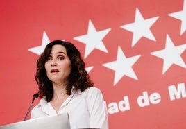 Isabel Díaz Ayuso durante su comparecencia en la Real Casa de Correos.