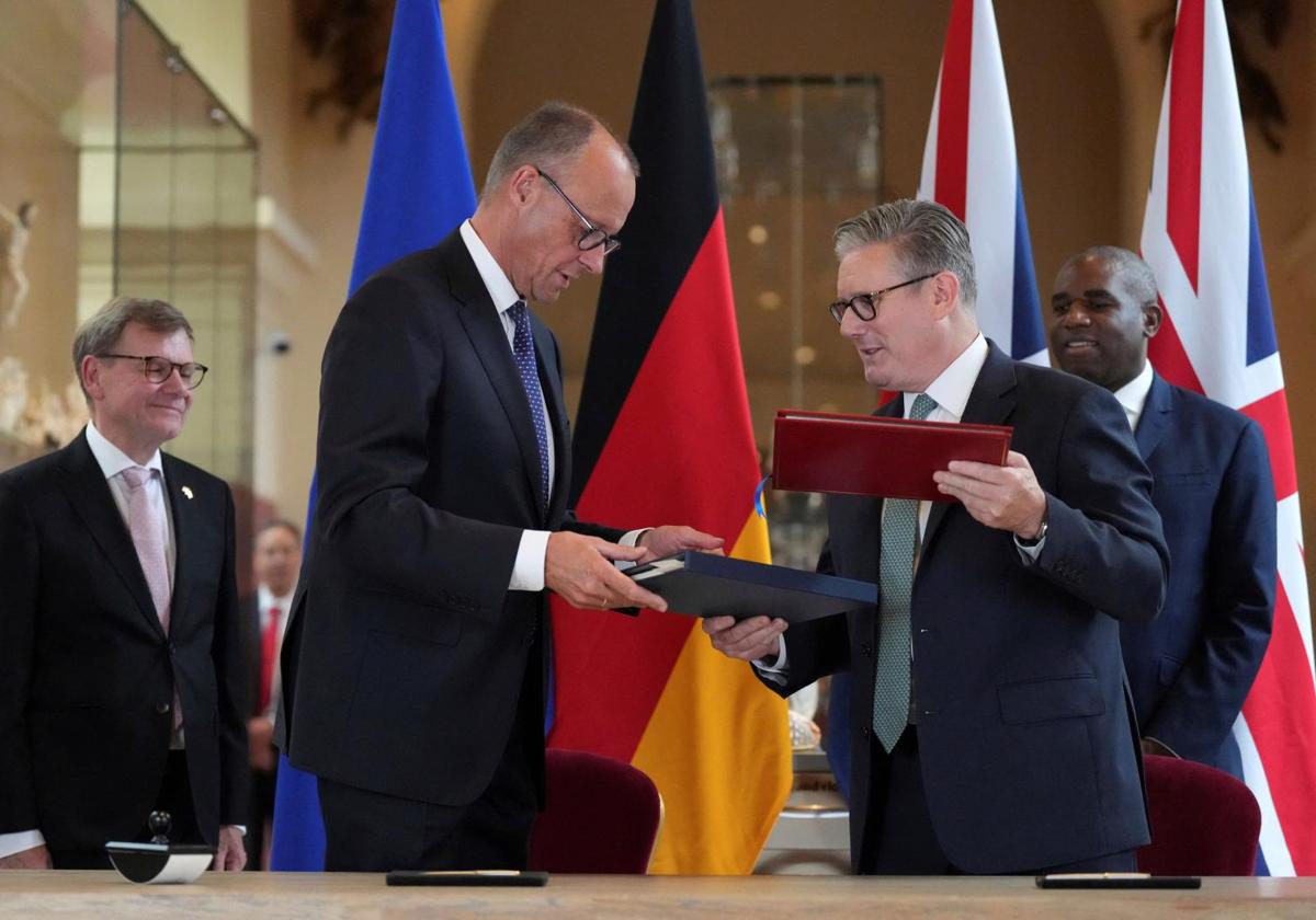 Friedrich Merz y Keir Starmer este jueves durante su reunión en Londres.