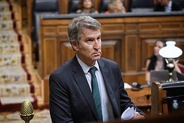 Alberto Núñez Feijóo, este martes, en el pleno del Congreso.