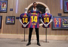 Marcus Rashford, en su presentación con el Barcelona.