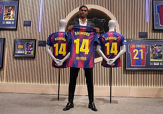 Marcus Rashford, en su presentación con el Barcelona.