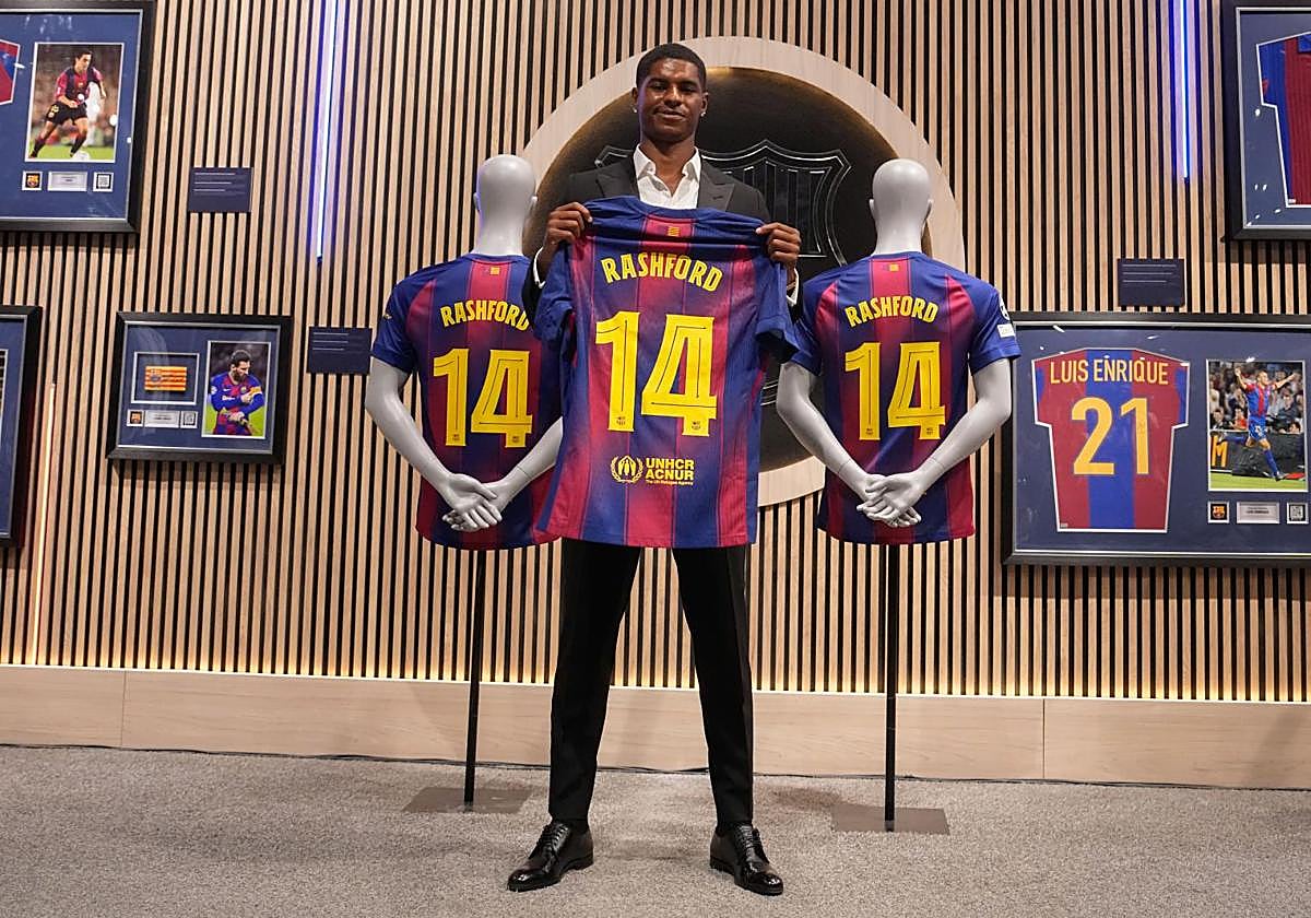 Marcus Rashford, en su presentación con el Barcelona.