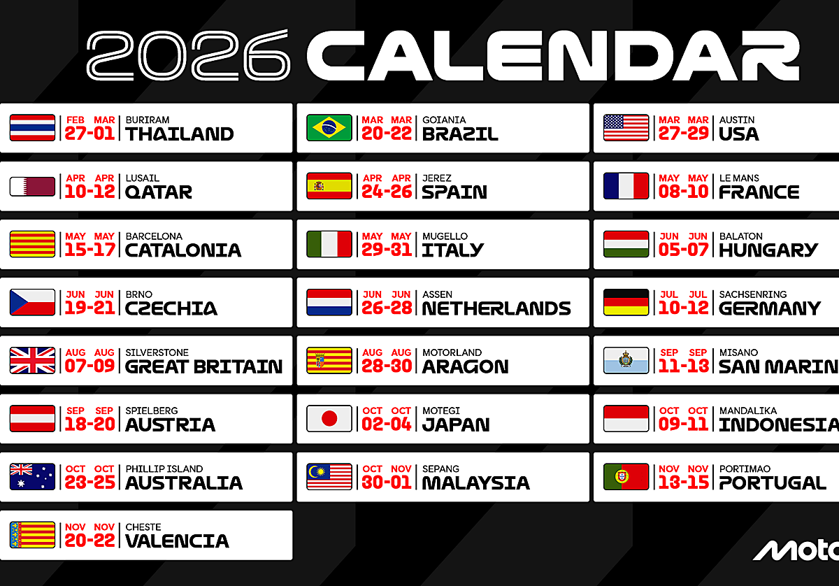 MotoGP desvela su calendario para 2026