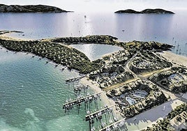 Recreación del complejo de cinco estrellas que los Trump contemplan para la isla albanesa.