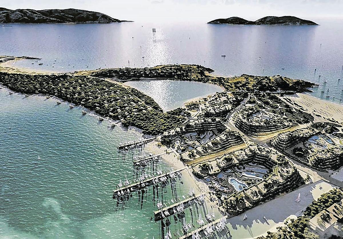 Recreación del complejo de cinco estrellas que los Trump contemplan para la isla albanesa.