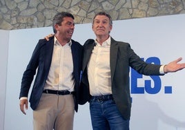 Carlos Mazón y Alberto Núñez Feijóo, el 10 de junio, en Alicante.