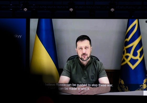 Zelenski, durante una comparecencia televisada.
