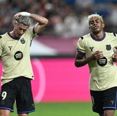 Lamine Yamal y Robert Lewandowski en la gira asiática