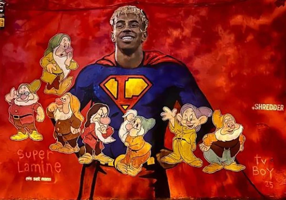 El mural de SUper lamin, vandalizado.