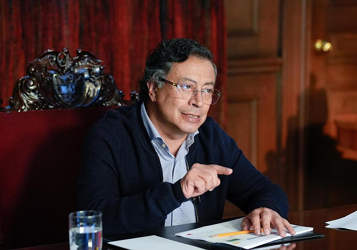 El presidente colombiano, Gustavo Petro, en una conferencia de prensa en Bogotá.