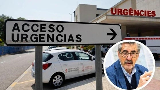 Entrada de urgencias (i) y José María Ángel (d).