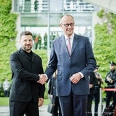 Friedrich Merz y Volodímir Zelenski al término de una cumbre germano-ucraniana.