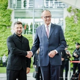 Friedrich Merz y Volodímir Zelenski al término de una cumbre germano-ucraniana.