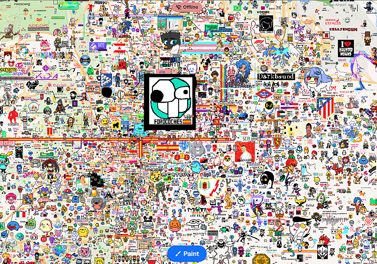 Captura de cómo está Madrid en WPlace.