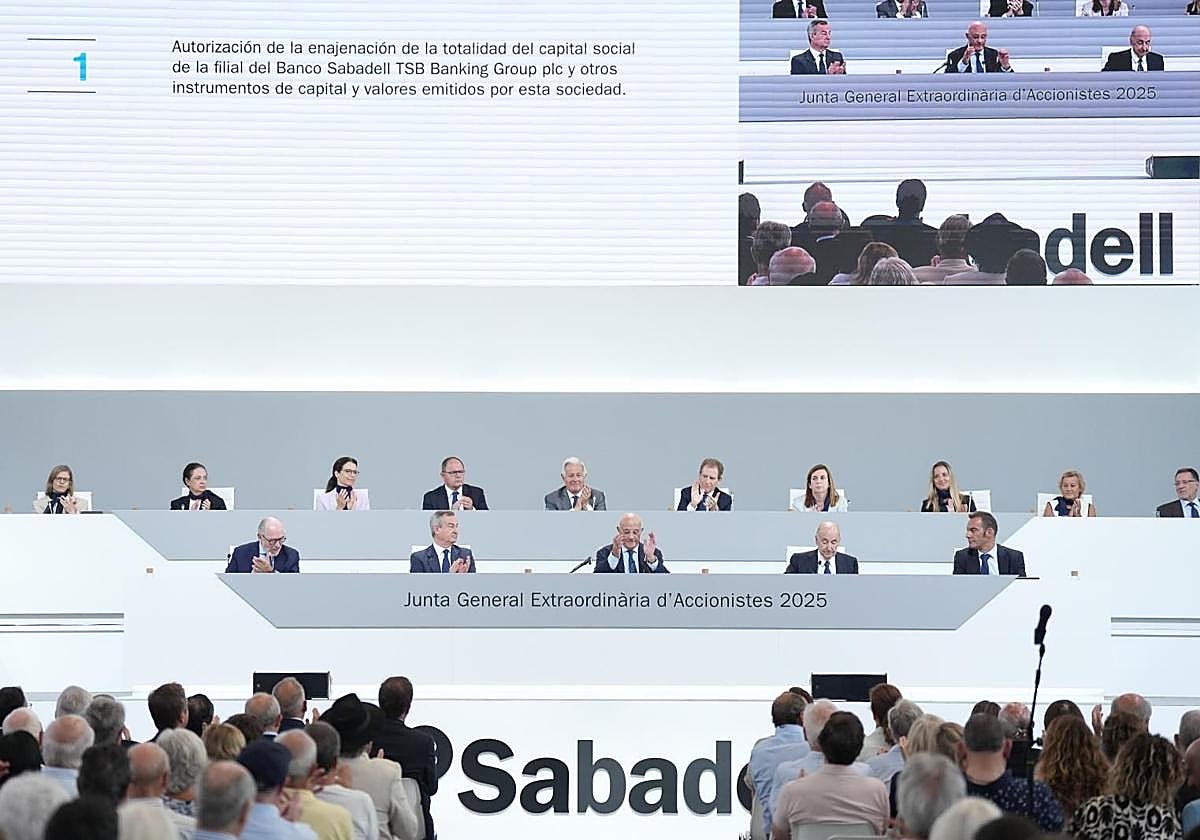 Última junta extraordinaria de accionistas de Banco Sabadell para aprobar la venta de TSB.