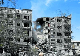 Edificios de la región de Donetsk bombardeados por el ejército ruso.