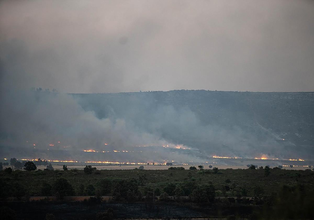 Vista del incendio de Puercas, en Tábara, Zamora, Castilla y León