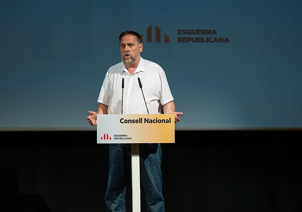 Intervencion de Oriol Junqueras, presidente de ERC, en el consejo nacional de su partido.