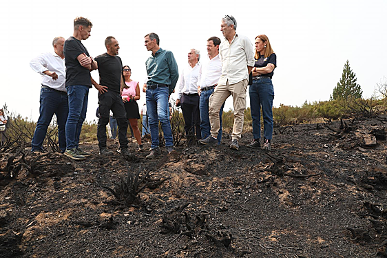 Sánchez, Mañueco y Marlaska en su visita a la zona afectada por los incendios
