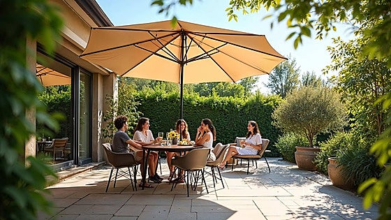 Sombrilla excéntrica para tu terraza y jardín: Amplia sombra con protección solar