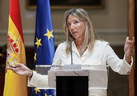 Alicia García, durante la rueda de prensa ofrecida este miércoles en el Senado.
