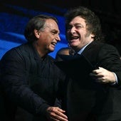 El exmandatario brasileño, Jair Bolsonaro, y el presidente de Argentina, Javier Milei.