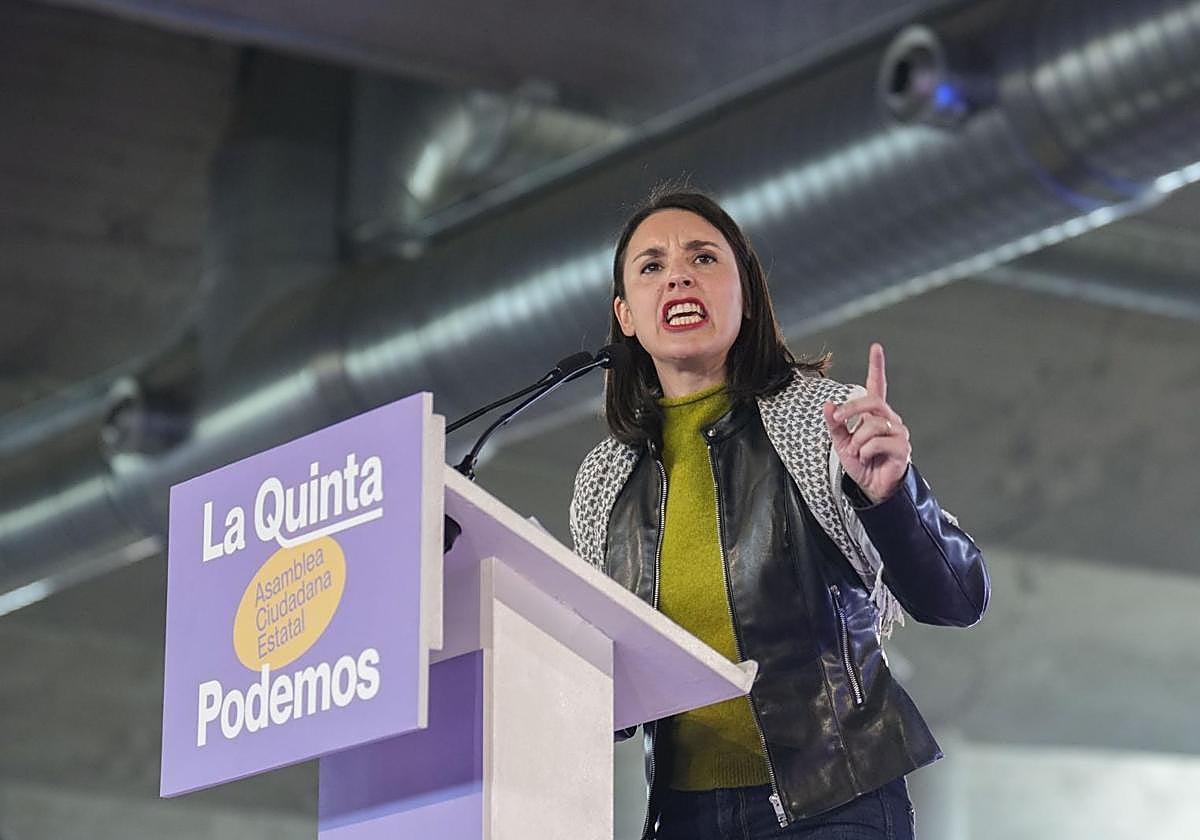 Irene Montero, en un acto de Podemos
