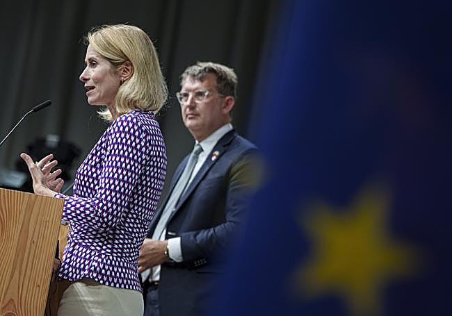 Kaja Kallas antes de la reunión ministerial de este viernes.