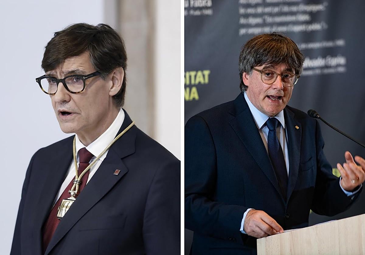 Salvador Illa, president de la Generalitat, y Carles Puigdemont, líder de Junts
