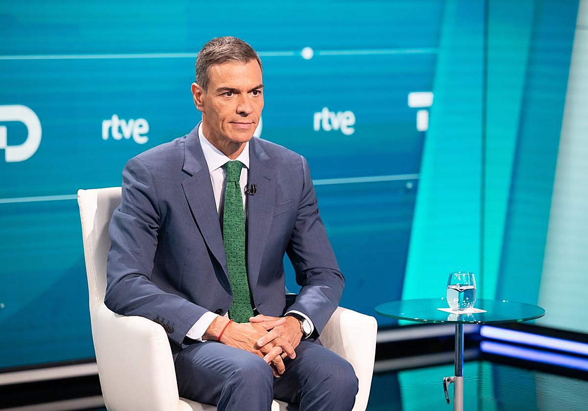 Pedro Sánchez, minutos antes de comenzar la entrevista en TVE.