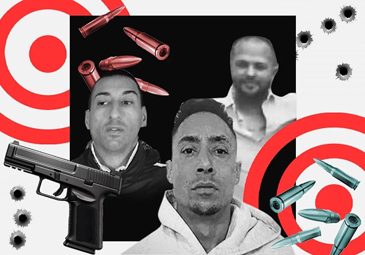 De izquierda a derecha, Francisco C., Pedro B. (alias el Mejicano) y Juan M., los tres pistoleros.