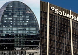 Sedes de BBVA y de Banco Sabadell.