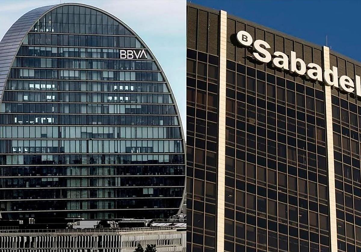 Sedes de BBVA y de Banco Sabadell.