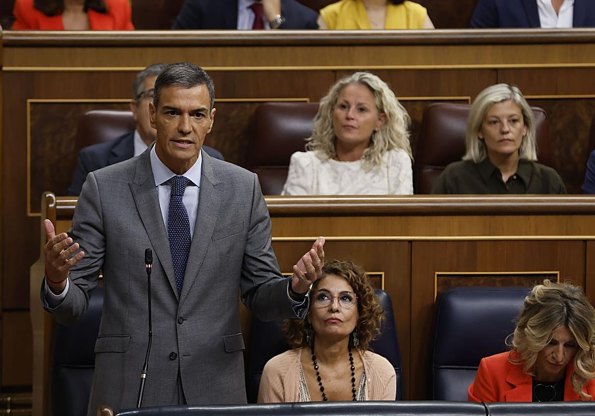 Pedro Sánchez, durante la sesión de control en el Congreso.