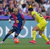 Un momento del duelo entre el Barcelona y el Villarreal de la pasada campaña