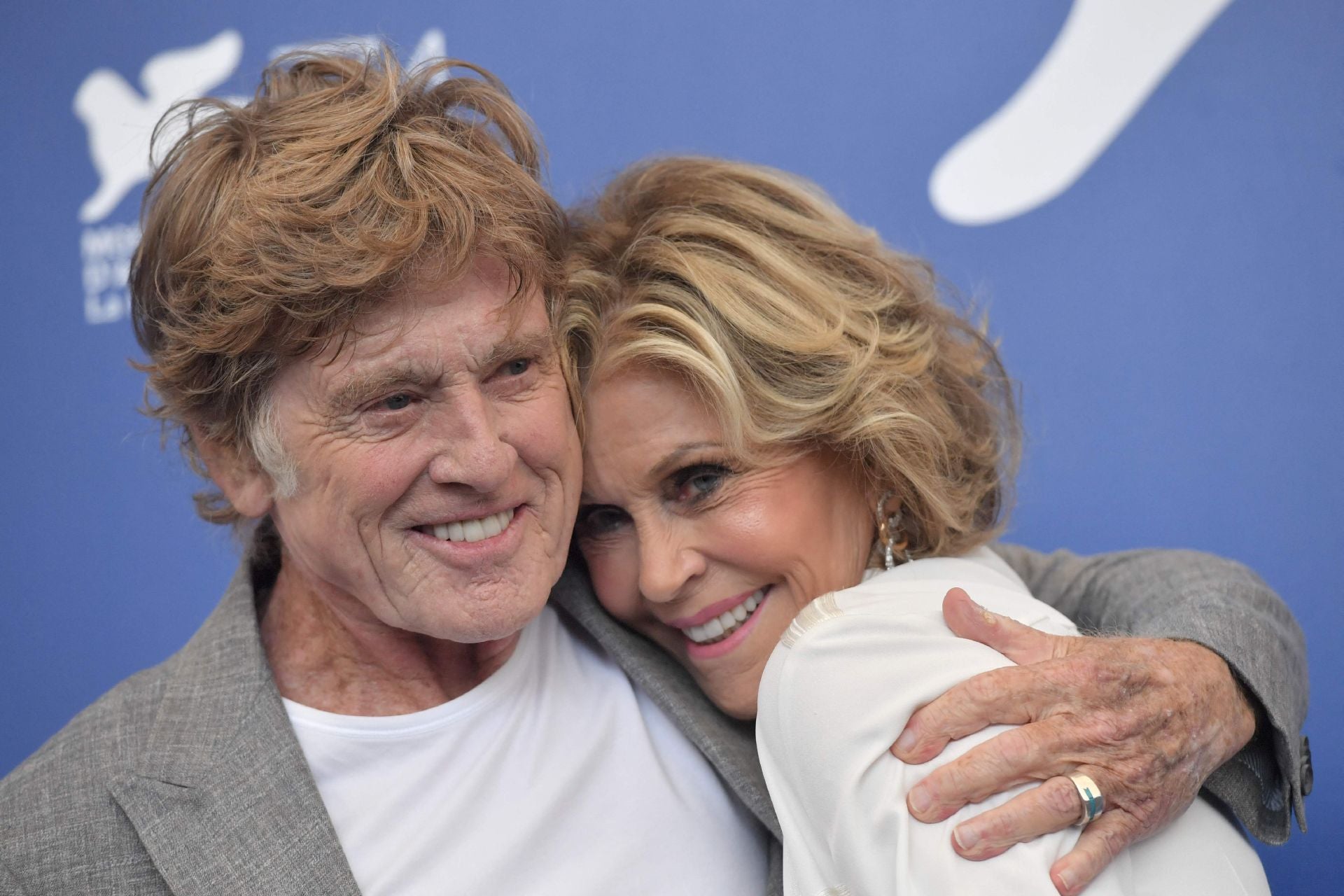 Los actores estadounidenses Jane Fonda y Robert Redford en el Festival de Cine de Venecia el 1 de septiembre de 2017.