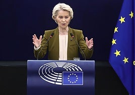 Von der Leyen en un discurso en el Parlamento Europeo, en una foto de archivo.