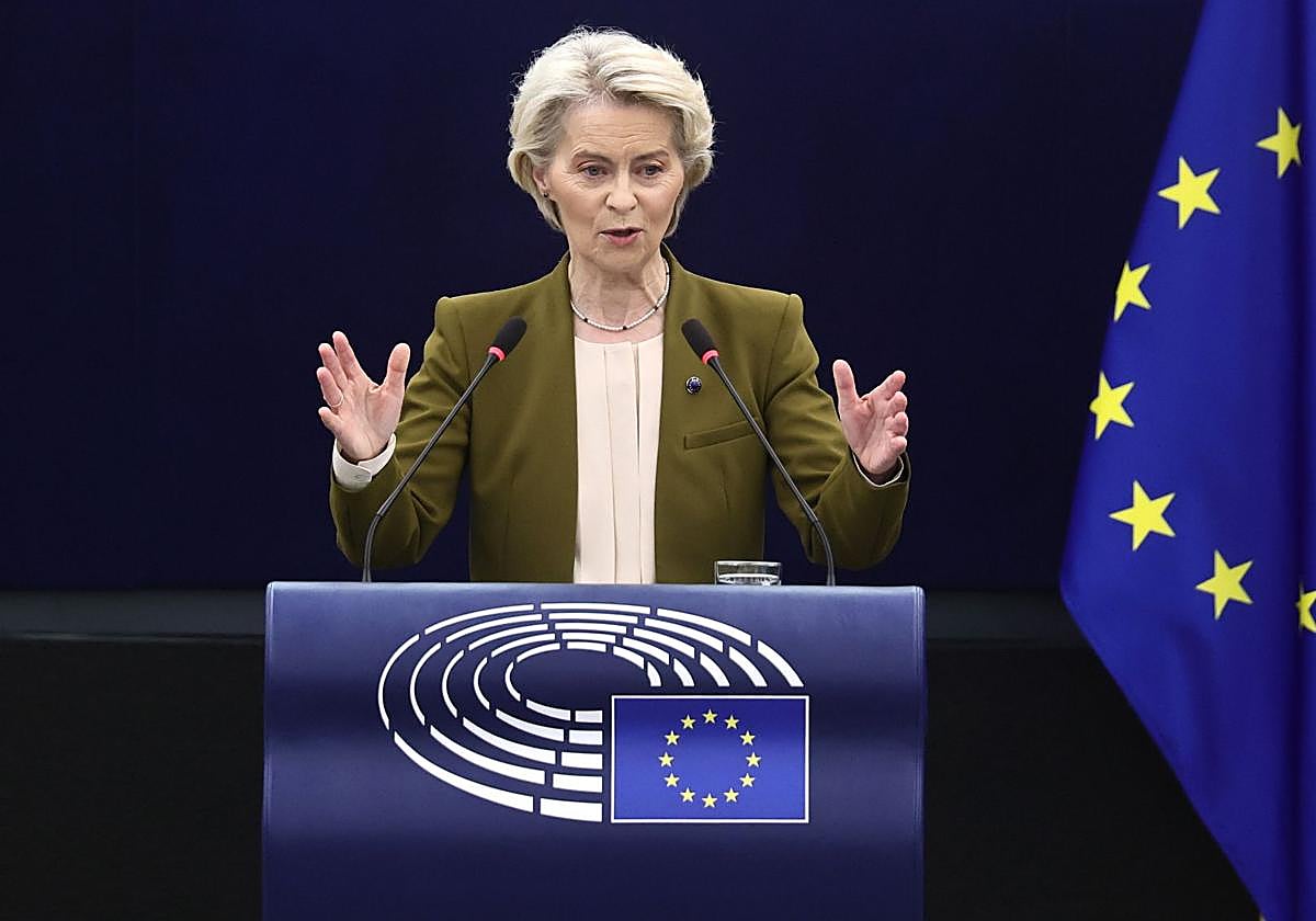 Von der Leyen en un discurso en el Parlamento Europeo, en una foto de archivo.