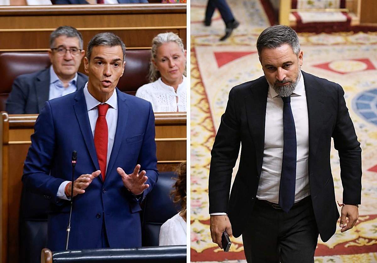 Pedro Sánchez, presidente del Gobierno, y Santiago Abascal, líder de Vox