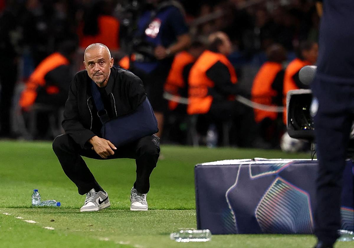 Luis Enrique durante su partido contra el Atalanta.