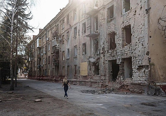 Un edificio arrasado en Kramatorsk.