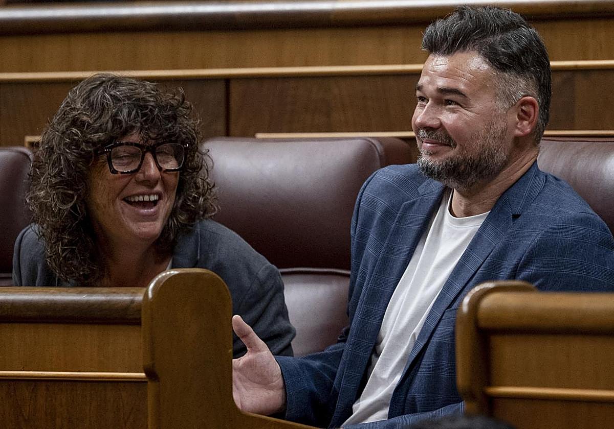 El portavoz de ERC Gabriel Rufián, durante la sesión plenaria del Congreso de los Diputados