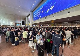 Colapso en los mostradores de facturación del aeropuerto de Bruselas.
